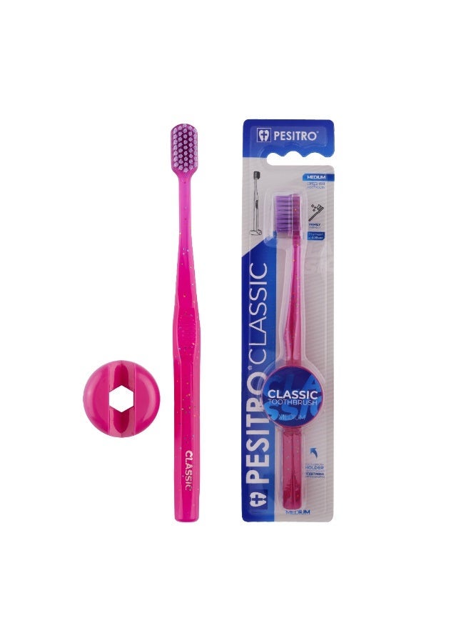 PESITRO UltraClean Classic Toothbrush – Soft Nylon Bristles with Hygiene Stand, Everyday Oral Care - Image 1